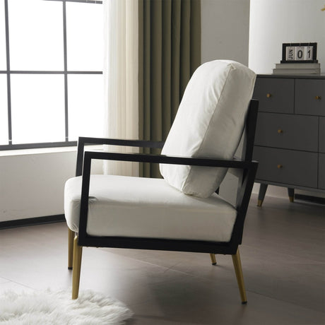 White Velvet Upholstered Accent Armchair - Sleep Galleria