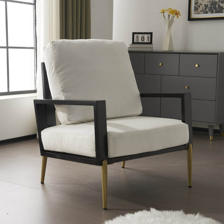 White Velvet Upholstered Accent Armchair - Sleep Galleria