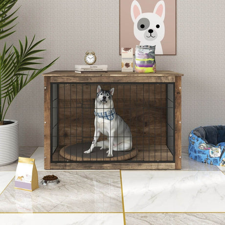 Wooden Dog Crate Furniture With Double Doors - Sleep Galleria