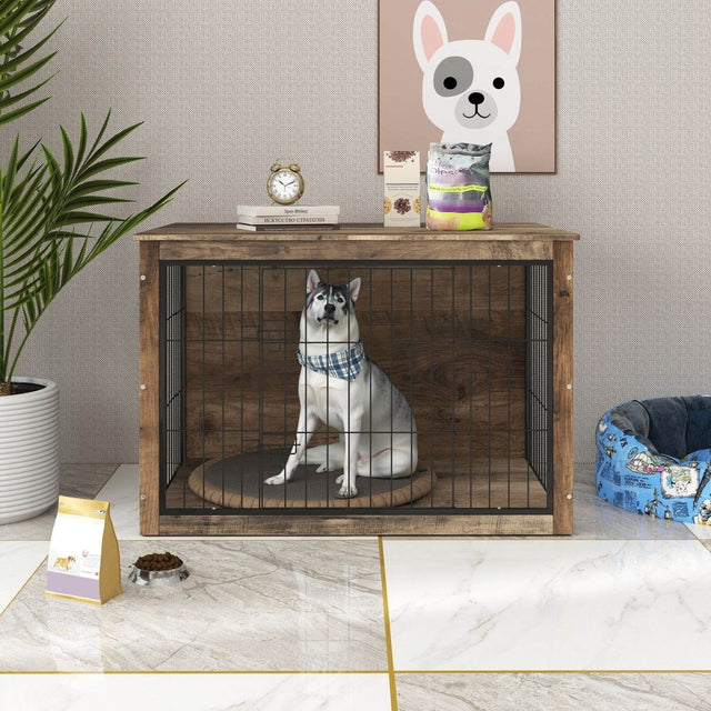 Wooden Dog Crate Furniture With Double Doors - Sleep Galleria
