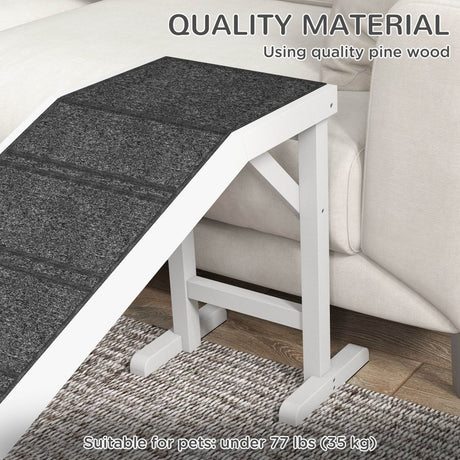 Wooden Pet Ramp With Non-Slip Carpeted Top Platform - Sleep Galleria