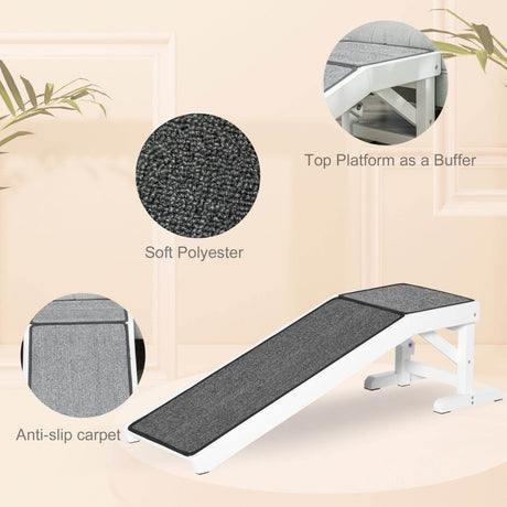 Wooden Pet Ramp With Non-Slip Carpeted Top Platform - Sleep Galleria