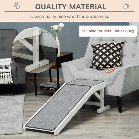 Wooden Pet Ramp With Non-Slip Carpeted Top Platform - Sleep Galleria