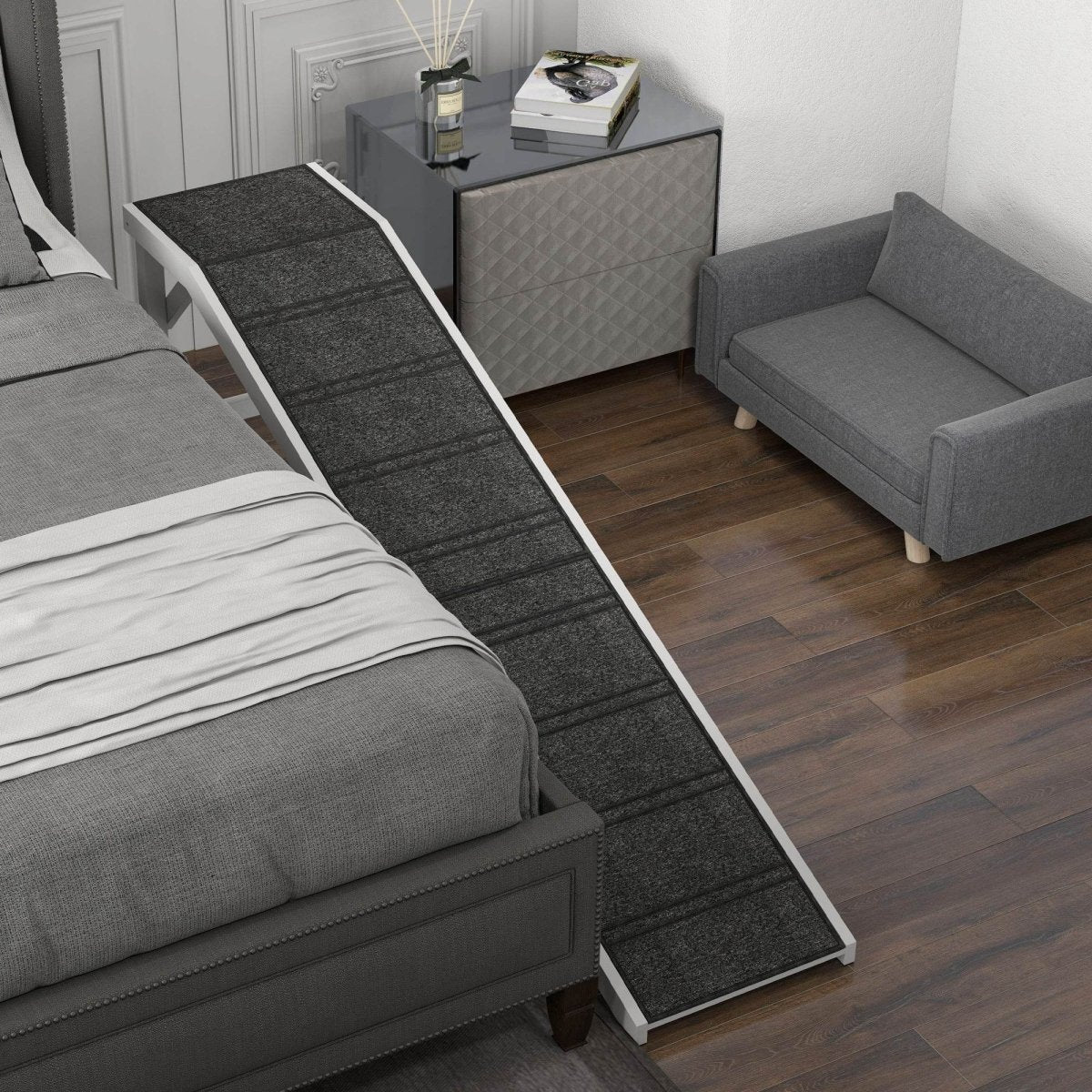 Wooden Pet Ramp With Non-Slip Carpeted Top Platform - Sleep Galleria