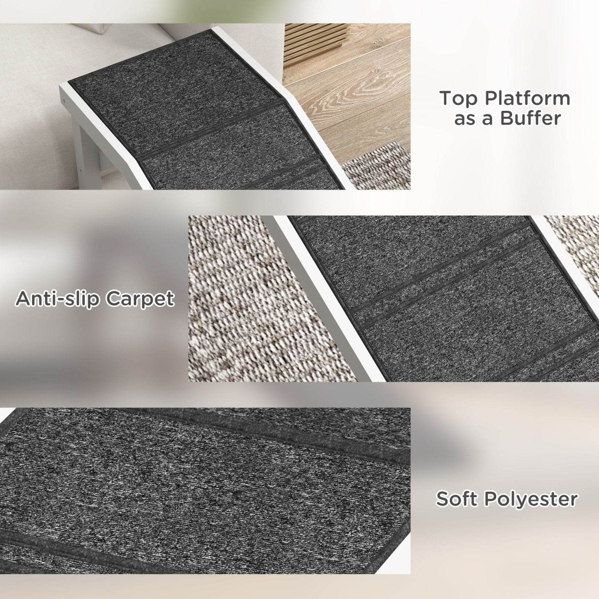 Wooden Pet Ramp With Non-Slip Carpeted Top Platform - Sleep Galleria