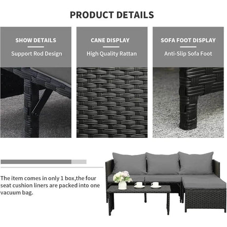 3-Piece Modern Outdoor PE Rattan Furniture Set - Sleep Galleria