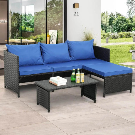 3-Piece Modern Outdoor PE Rattan Furniture Set - Sleep Galleria