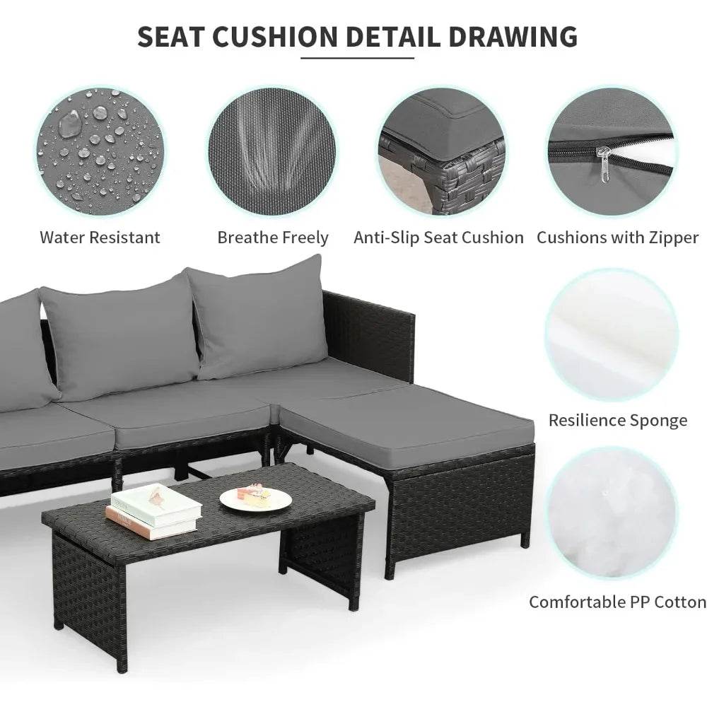 3-Piece Modern Outdoor PE Rattan Furniture Set - Sleep Galleria