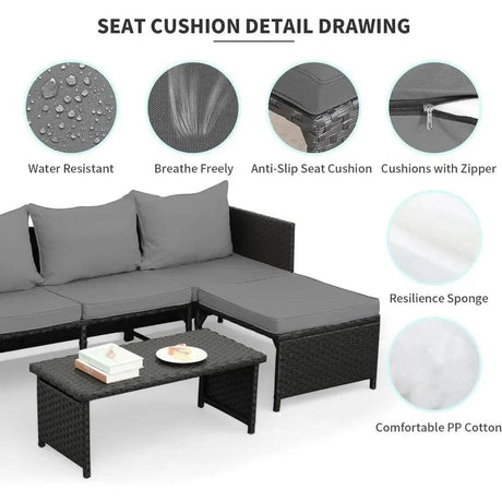3-Piece Modern Outdoor PE Rattan Furniture Set - Sleep Galleria