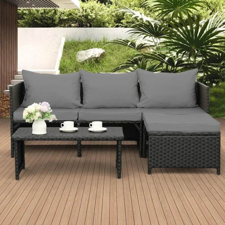 3-Piece Modern Outdoor PE Rattan Furniture Set - Sleep Galleria