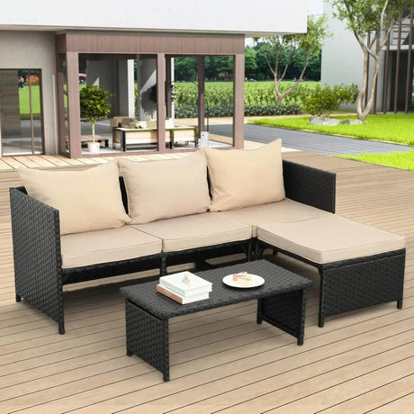 3-Piece Modern Outdoor PE Rattan Furniture Set - Sleep Galleria