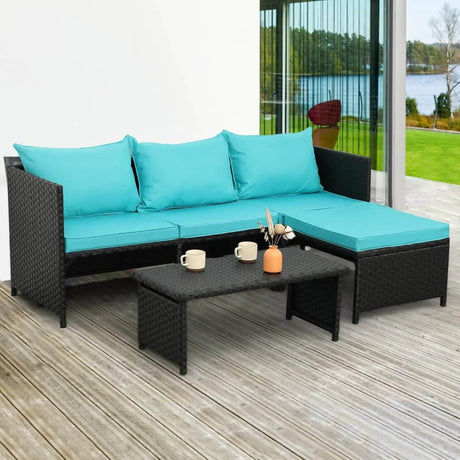 3-Piece Modern Outdoor PE Rattan Furniture Set - Sleep Galleria