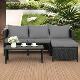 3-Piece Modern Outdoor PE Rattan Furniture Set - Sleep Galleria