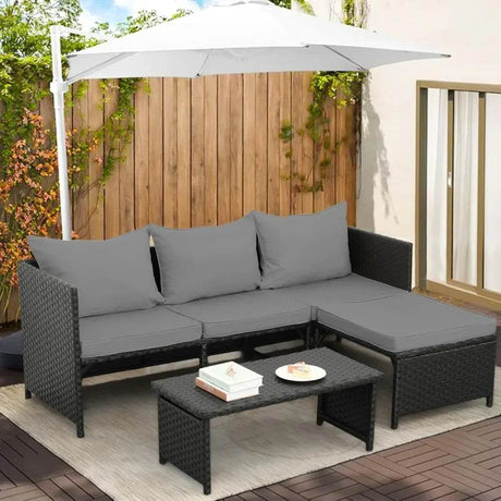 3-Piece Modern Outdoor PE Rattan Furniture Set - Sleep Galleria
