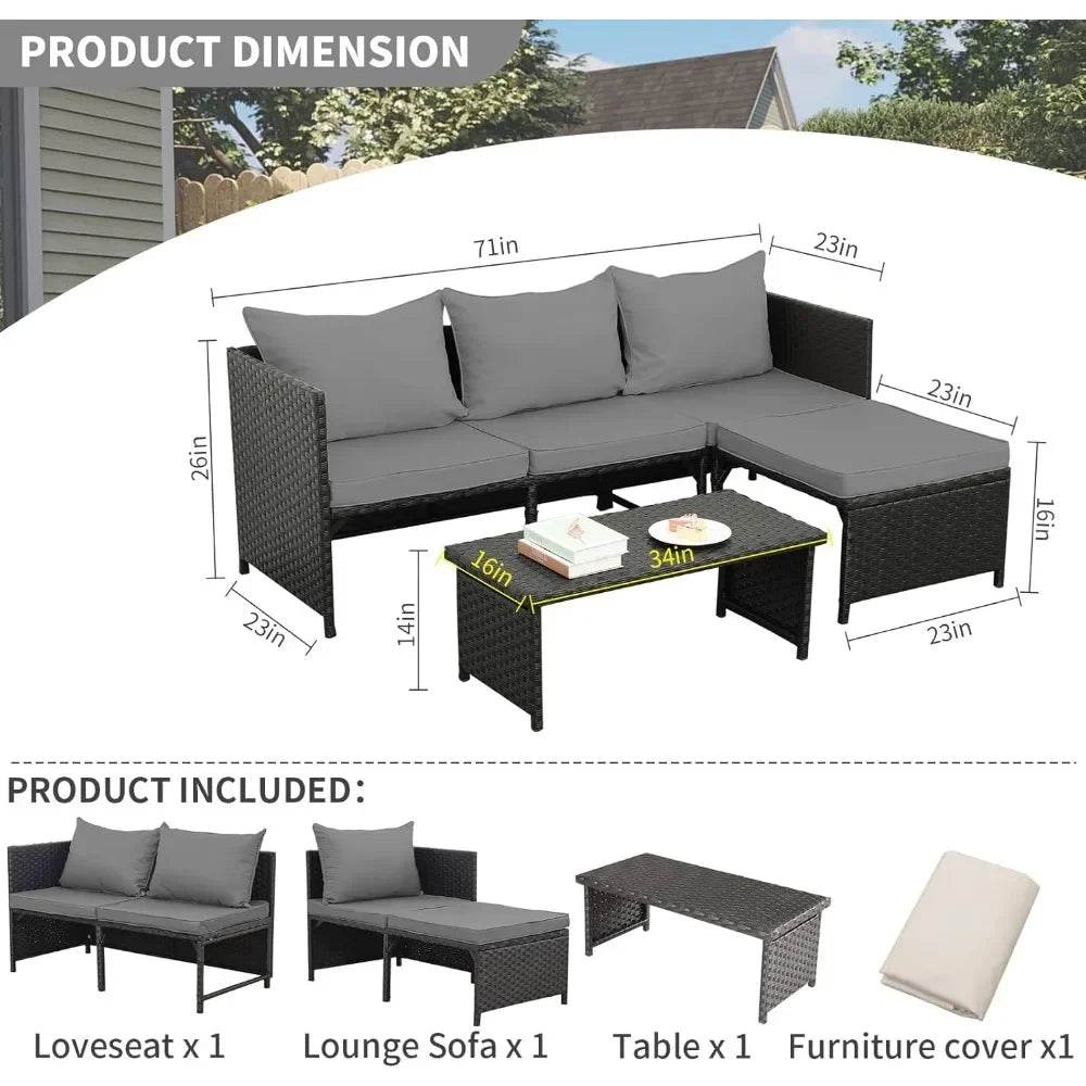3-Piece Modern Outdoor PE Rattan Furniture Set - Sleep Galleria
