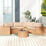 7-Piece Half Moon Outdoor Wicker Patio Furniture Set - Sleep Galleria