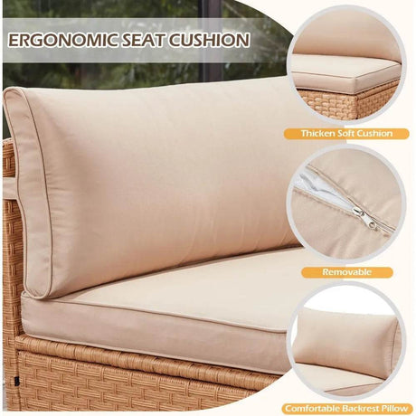 7-Piece Half Moon Outdoor Wicker Patio Furniture Set - Sleep Galleria