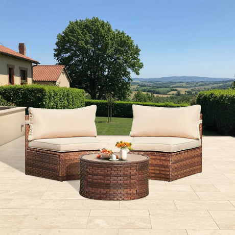 7-Piece Half Moon Outdoor Wicker Patio Furniture Set - Sleep Galleria
