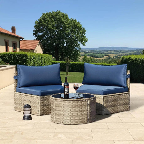 7-Piece Half Moon Outdoor Wicker Patio Furniture Set - Sleep Galleria