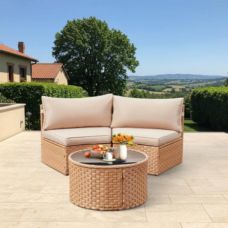 7-Piece Half Moon Outdoor Wicker Patio Furniture Set - Sleep Galleria